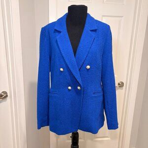 Nanette Lepore SURF THE WEB Blue Blazer with Pearl Buttons, Sz. 8